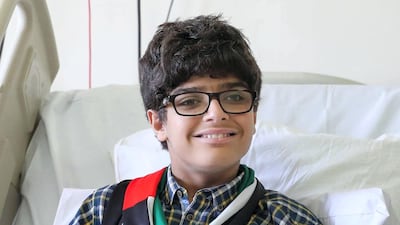 14 year old Zayed Al Kaabi with recovering at Sheikh Khalifa City after successful transplant surgery. Courtesy SKMC