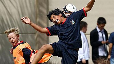 Majed al Mansoori, right, put his days at a clinic by Shay Given of Manchester City to use.