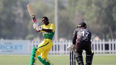 Sesan Adedeji of Nigeria playing a shot. Pawan Singh / The National