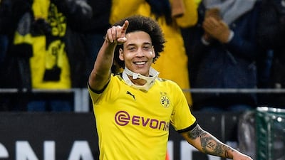 Dortmund's Axel Witsel celebrates after scoring his side's fourth. AP