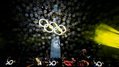 Artists perform on the Olympic Rings during the opening ceremony of the Buenos Aires 2018 Youth Olympic in Buenos Aires, Argentina. Getty Images