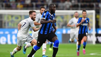 Inter Milan's Belgian forward Romelu Lukaku runs with the ball. AFP