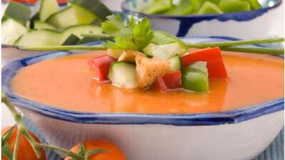 Gazpacho makes an attractive and refreshing cold vegetable soup - when it survives the mixing process.