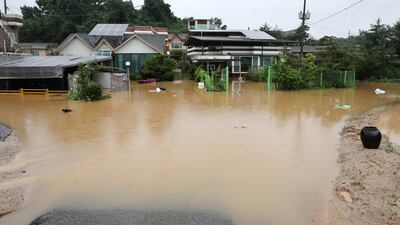 Flooded houses in Cheongju, South Korea. AP