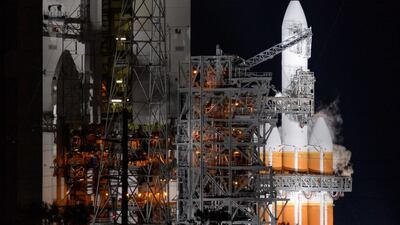 This photo released by NASA shows the United Launch Alliance Delta IV Heavy rocket with the Parker Solar Probe onboard moments before launch. AFP/NASA
