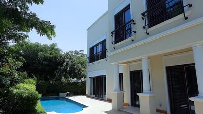 The pool area at a fou-bedroom Mediterranean villa. Satish Kumar / The National