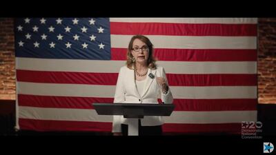 Former US Representative Gabrielle Giffords speaking during the third day of the convention. AFP