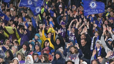 Chelsea fans cheer on their team against Perth Glory. Getty Images