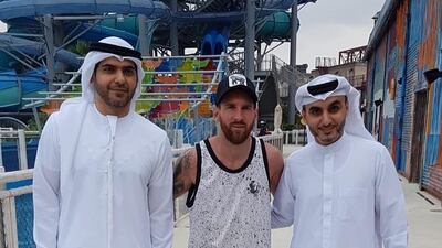 Lionel Messi enjoys a tour of La Mer Dubai.