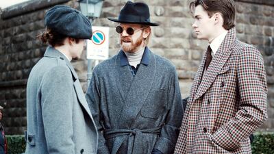 Look 9: Pair a robe with black leather shoes instead of trainers. Photo: Andrea Menin