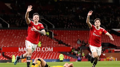 Charlie McNeill of Manchester United's youth team celebrates scoring against Wolverhampton Wanderers at Old Trafford. Getty