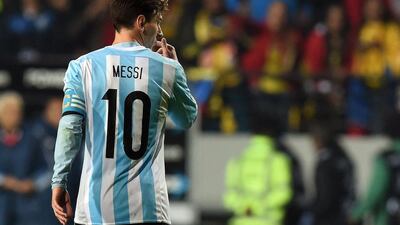 Argentina forward Lionel Messi was held scoreless their 2015 Copa America quarter-final match against Colombia, in Viña del Mar, Chile, on June 26, 2015. AFP PHOTO / PABLO PORCIUNCULA
