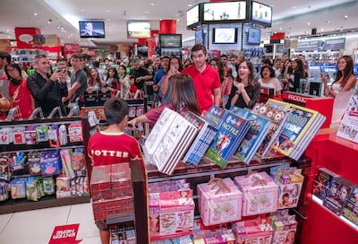 Harry Potter fans eagerly awaiting the new book arrived to Virgin Megastore as early as 2am. Victor Besa / The National