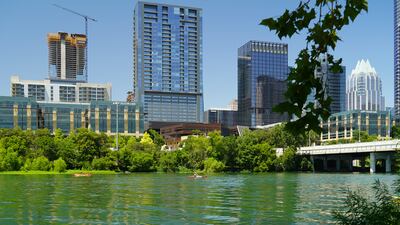 A view of downtown Austin from across the Colorado River.