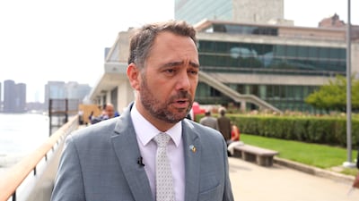 Belgian Foreign Minister Maxime Prevot speaks to The National in New York last September. Ahmed Issawy / The National