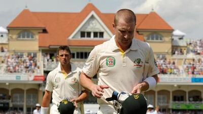 Haddin, installed as vice-captain of Australia's Test team before the Ashes, used all his experience to take Australia to the brink of victory along with James Pattinson, left. He was the last man out, caught behind, with the tourists losing by just 14 ru???