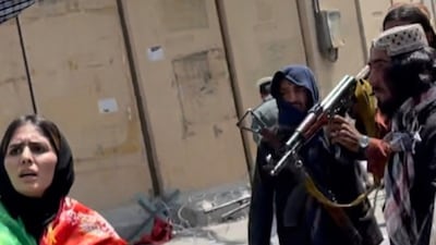 Ms Bayat marches in a protest following the return of the Taliban. Photo: Crystal Bayat