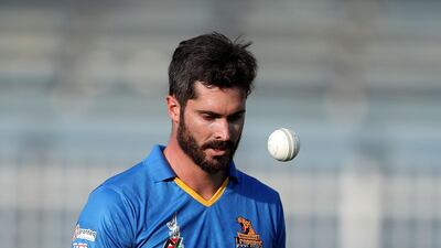 Sharjah, United Arab Emirates - October 17, 2018: Captain Ben Cutting of the Nangarhar Leopards during the game between Balkh Legends and Nangarhar Leopards in the Afghanistan Premier League. Wednesday, October 17th, 2018 at Sharjah Cricket Stadium, Sharjah. Chris Whiteoak / The National
