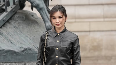 Gemma Chan arrives at the Louis Vuitton show. AP