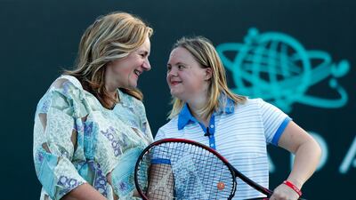 Clara with mother Lizette in Abu Dhabi, UAE. Victor Besa / The National