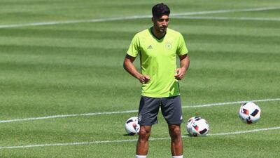 Emre Can of Germany plays the ball during a Germany training session ahead of their Uefa Euro 2016 semi-final against France at Ermitage Evian on July 06, 2016 in Evian-les-Bains, France. Alexander Hassenstein / Getty Images