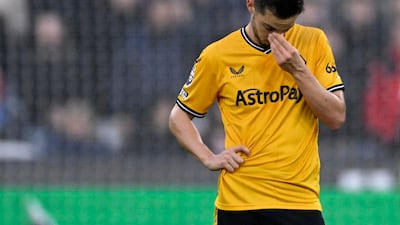 Wolverhampton Wanderers' Pablo Sarabia reacts after his goal is disallowed following a VAR review. Reuters