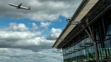 A passenger aircraft takes off from London Heathrow Airport. Photographer: Bloomberg