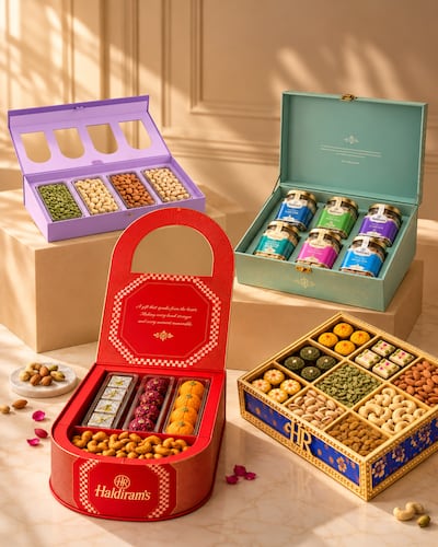 Indian sweets brand Haldiram's has launched a gift collection for Diwali featuring traditional mithai, savoury snacks, dry fruits and nuts. Photo: Haldiram's