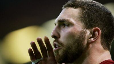 George North of Wales calls to teammates during the RBS Six Nations match between Wales and Italy at the Principality Stadium on March 19, 2016 in Cardiff, Wales. (Photo by Michael Steele/Getty Images)