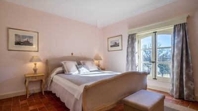 Guest bedrooms boast views of the grounds. Courtesy Chateau De Tourreau