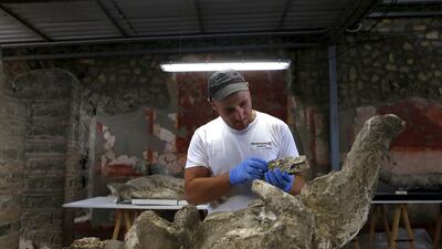 An expert team made up of archaeologists, radiologists, orthodontists and anthropologists began on September 2015 to use CAT scan technology (computerised axial tomography) to peer inside the plaster cast moulds of Pompeii’s victims. Alessandro Bianchi / Reuters