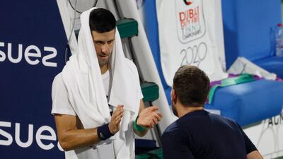Djokovic at the Dubai Duty Free Tennis Stadium. Reuters