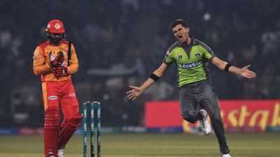 While Chris Jordan and Faheem Ashraf have picked up seven wickets apiece, Lahore Qalandars' Shaheen Afridi, right, has been the best bowler on show. He has six wickets from three matches at an economy of just 5.7. AFP