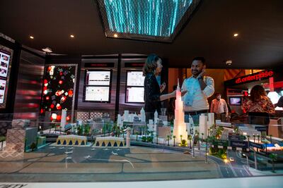 A miniature smart city on display at Gitex in Dubai World Trade Centre. The city has installed a smart traffic management system to reduce congestion. Leslie Pableo / The National