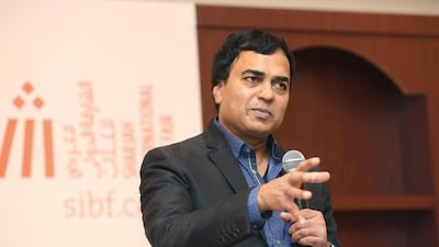 Gopi Kallayil, Google’s chief evangelist for brand marketing, speaking at the Sharjah International Book Fair 2016. Courtesy Sharjah International Book Fair