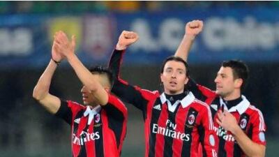 Riccardo Montolivo, centre, scored the only goal in AC Milan's recent win over Chievo. Felice Calabro / AP Photo