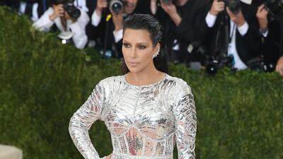 Kim Kardashian, in Balmain, arrives at the Met Gala in New York on May 2, 2016. EPA