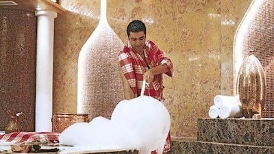 Kadir Mortepe runs the hammam at the Eastern Mangroves Hotel & Spa by Anantara in Abu Dhabi. Lee Hoagland / The National