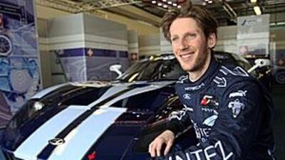 GT1 driver Romain Grosjean with his Ford GT car during a practice session.