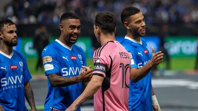Lionel Messi of Inter Miami and Malcom of Al Hilal shake hands before the match. Getty