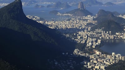 The Christ the Redeemer statue, top left, looks out over Guanabara Bay in this aerial photo taken in Rio de Janeiro, Brazil. Dado Galdieri / Bloomberg