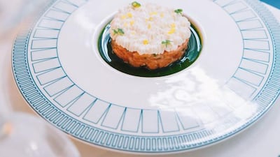 The salmon tartare.