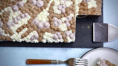 Neapolitan cake with trio of cream. Courtesy Nicole Barua