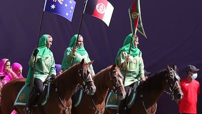 Opening ceremony of the T20 World Cup at the Oman Cricket Academy Ground in Muscat. AFP