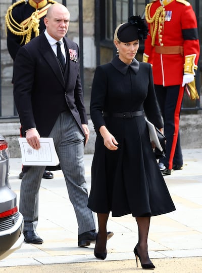 Zara and Mike Tindall leave after the State Funeral of Queen Elizabeth II. Getty Images