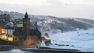 Waves hits Porthleven in Cornwall, south-west England. Winds of 148 kilometres an hour were recorded further east along the coast. PA