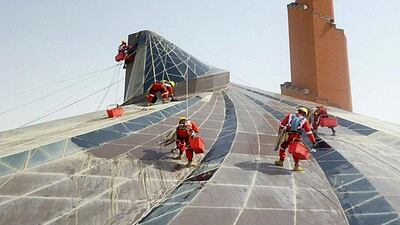 Musanada maintains more than 2,000 mosques, including the Fatima bint Mubarak mosque in Mohammed Bin Zayed City, and 64 schools. Courtesy Musanada