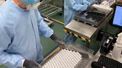 The anti-viral medication Sotrovimab is shown in pictures released by the UAE government in 2021. Pictures supplied