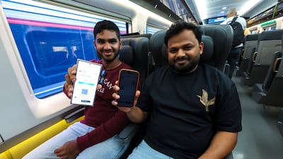 Passengers onboard the train in Abu Dhabi