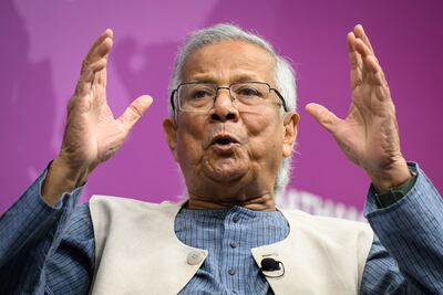 Bangladesh interim leader Mohammed Yunus at Chatham House. Getty Images